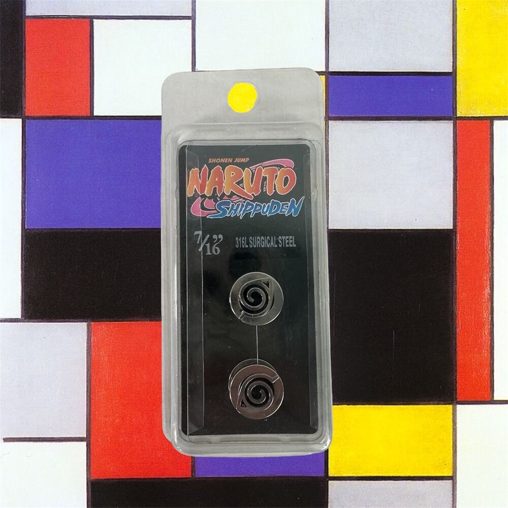 Naruto Shippuden NEW 7/16" Surgical Steel Leaf Plugs Gauges Body Jewelry Anime